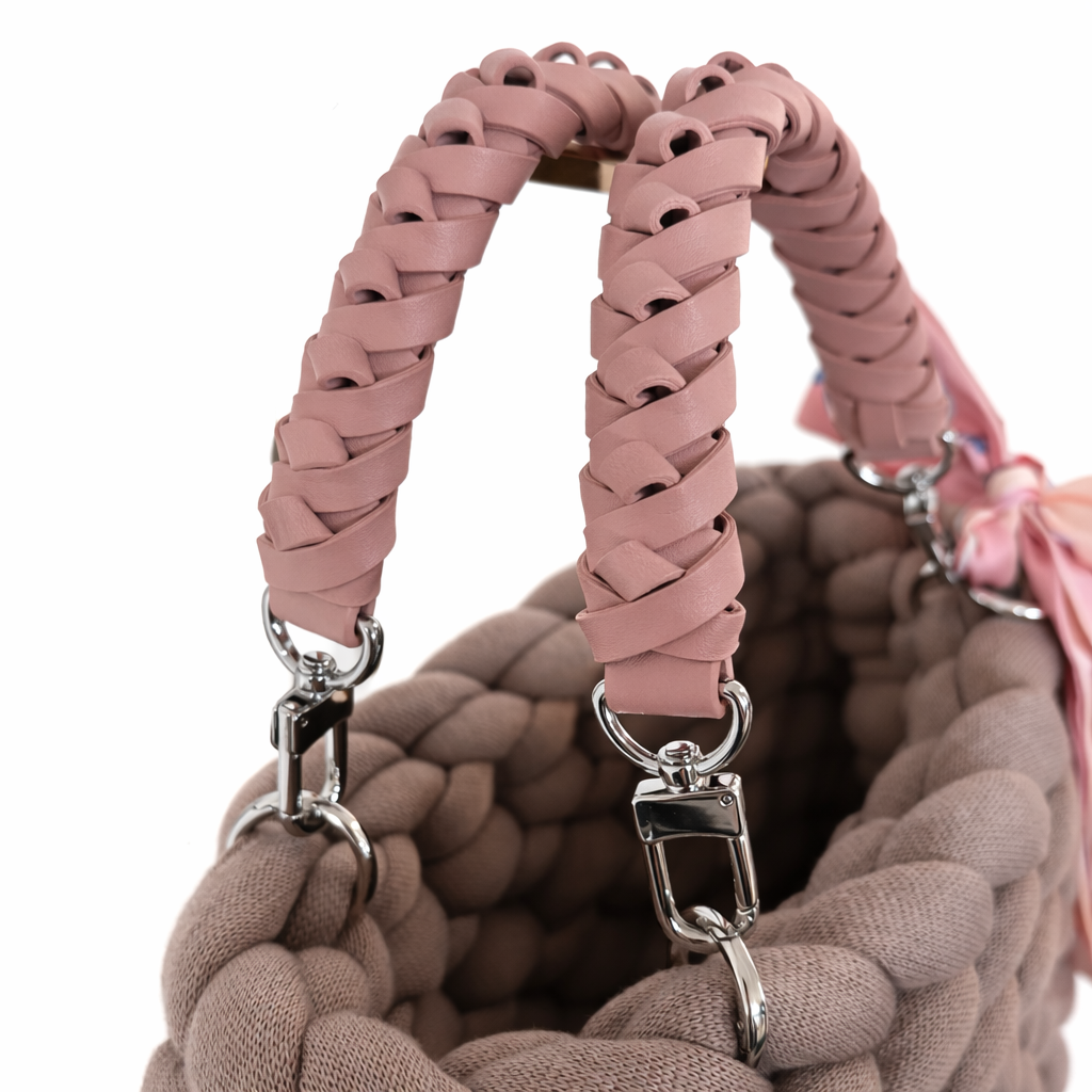 Chunky knit Pillow Bag in lobster color with handles by OSDesign