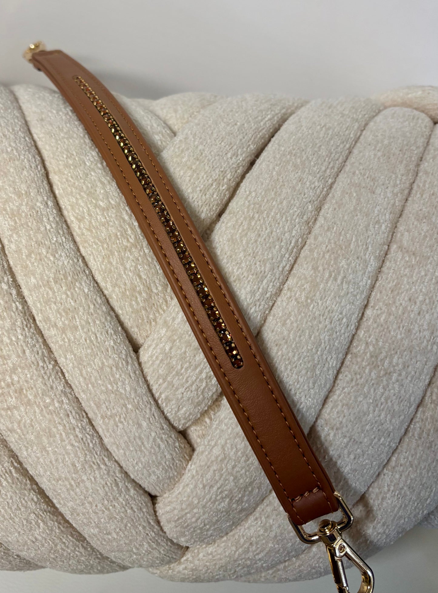 Poignées en cuir avec cristaux Swarovski