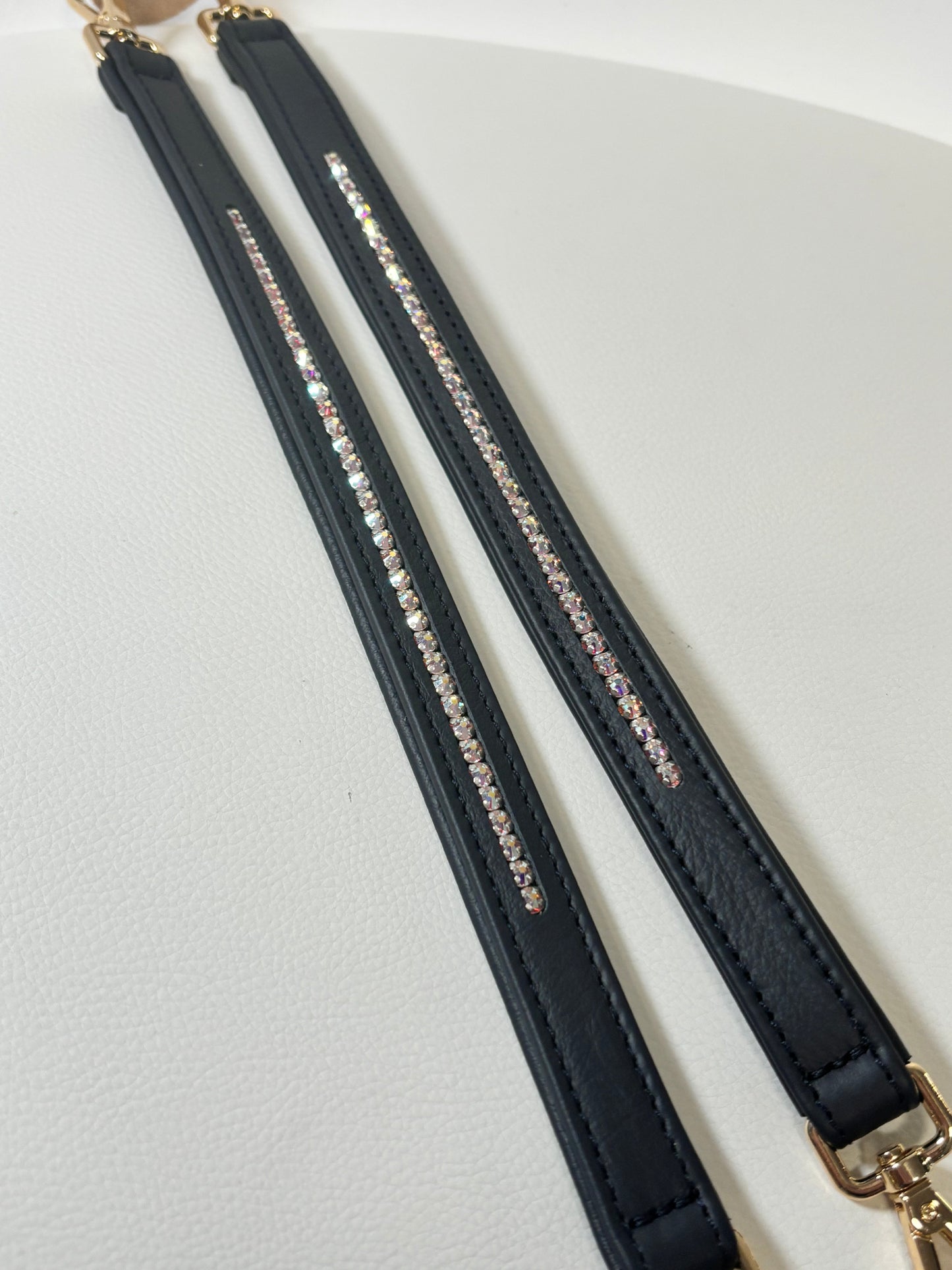 Poignées en cuir avec cristaux Swarovski