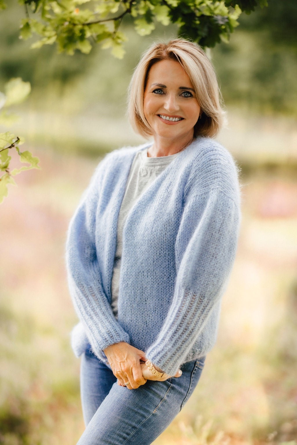 Knitting pattern Nitis oversized cardigan, 4-ply silk mohair