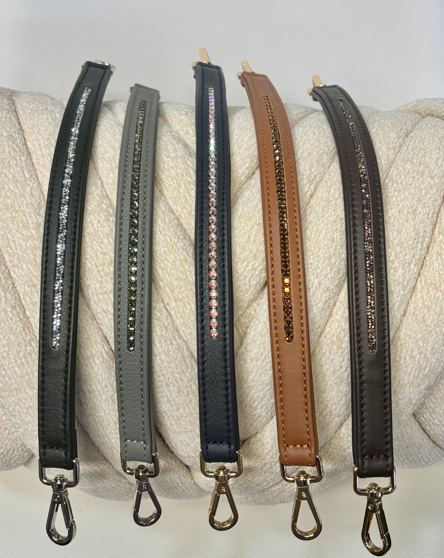 Poignées en cuir avec cristaux Swarovski