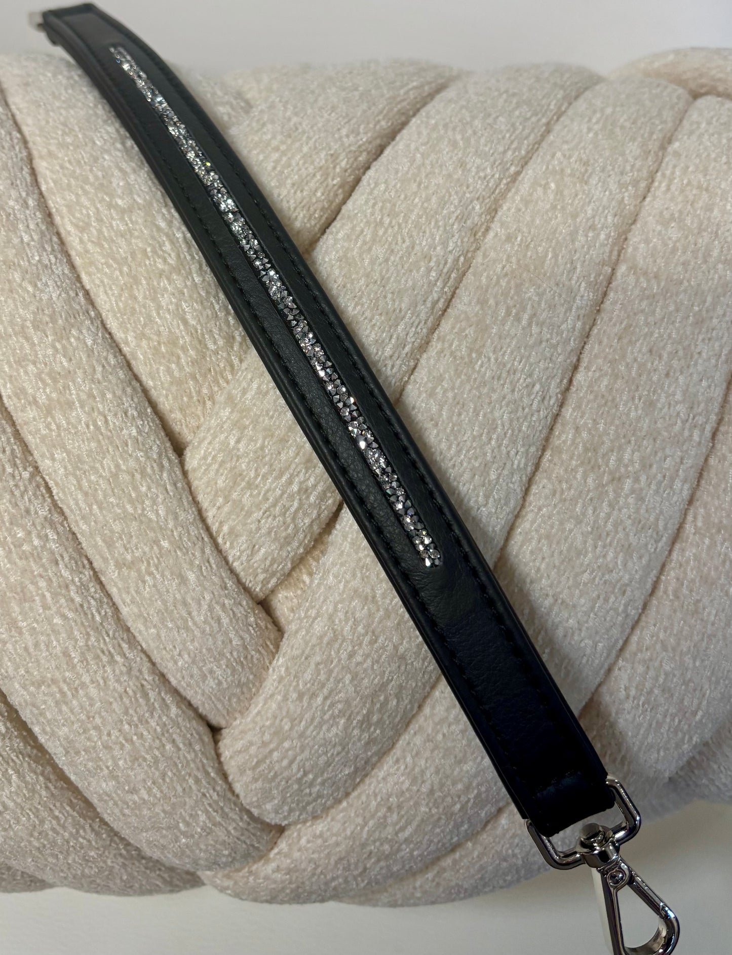 Poignées en cuir avec cristaux Swarovski