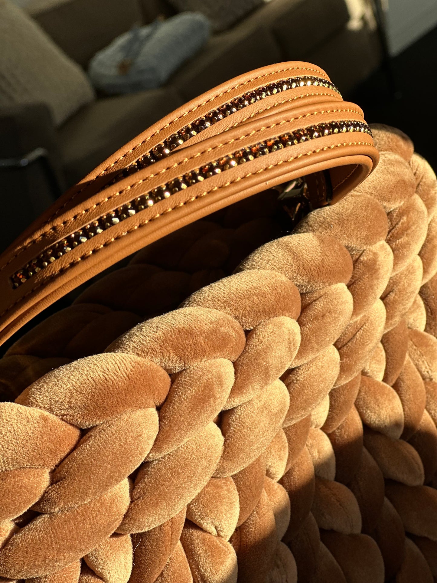 Poignées en cuir avec cristaux Swarovski