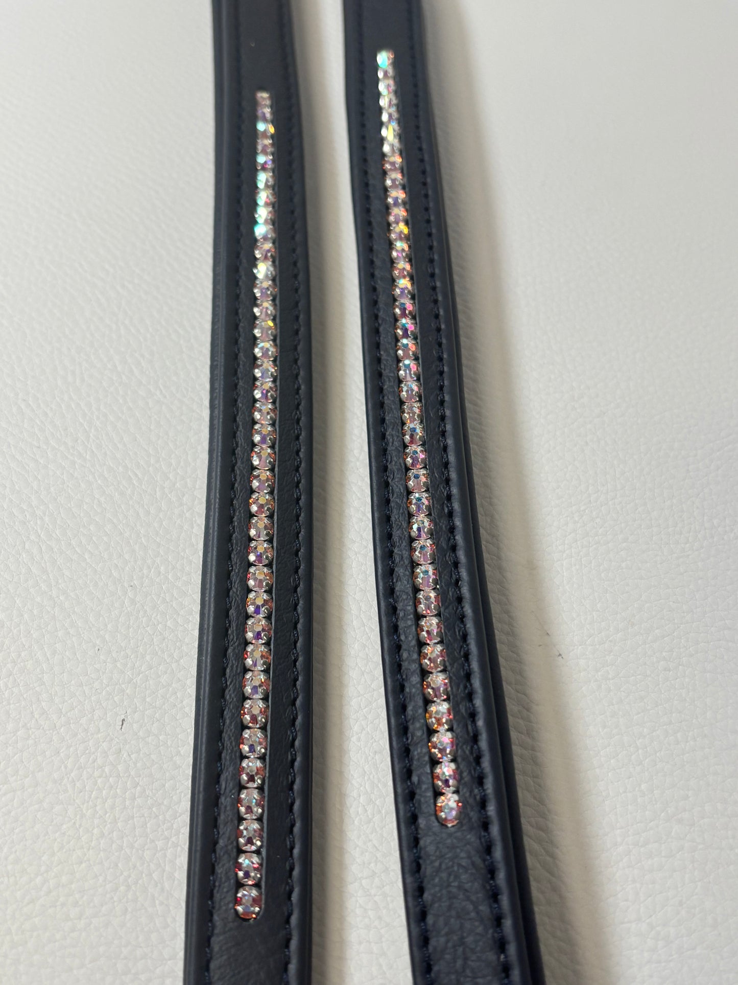 Poignées en cuir avec cristaux Swarovski