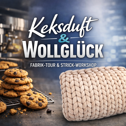 Maschen & Naschen 24. April - ein Tag mit Anita! Fabriktour & Grobstrickkurs Kissen