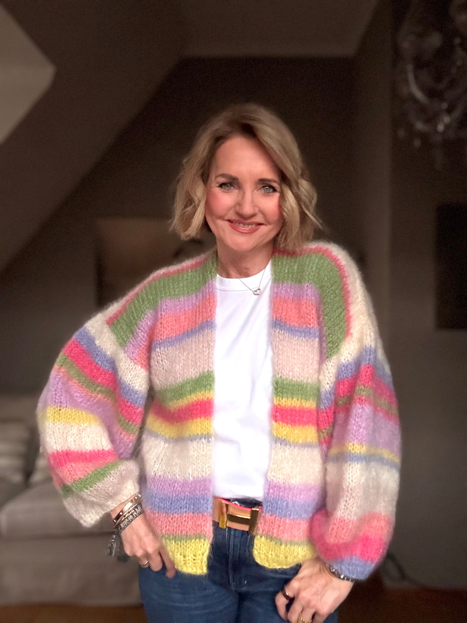Bunter Streifencardigan aus Ballerina Chunky Mohair