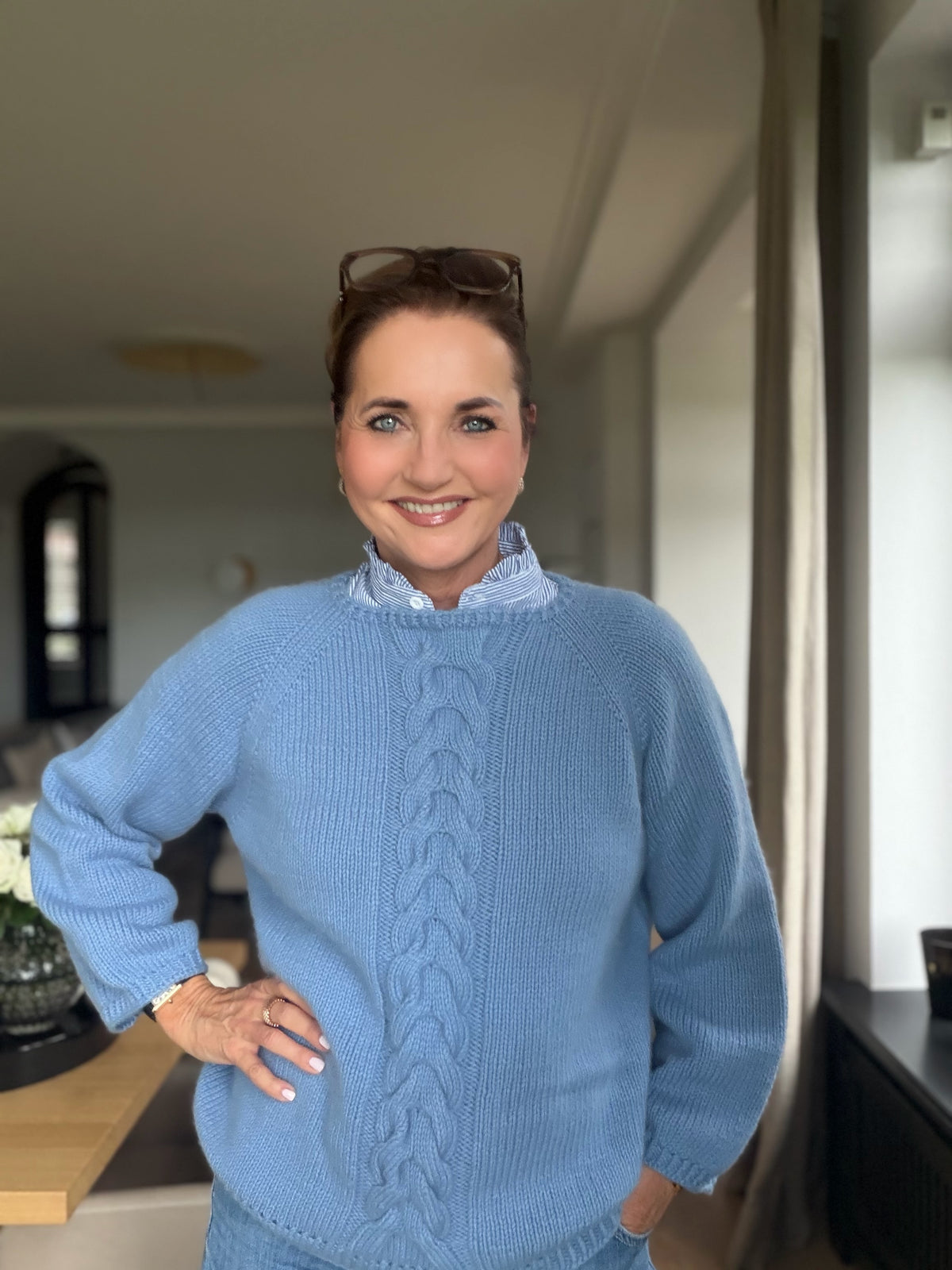 Cashmere ROMY Zopfpullover mit langen Ärmeln - Strickpaket mit Anleitung (deutsch, digital)