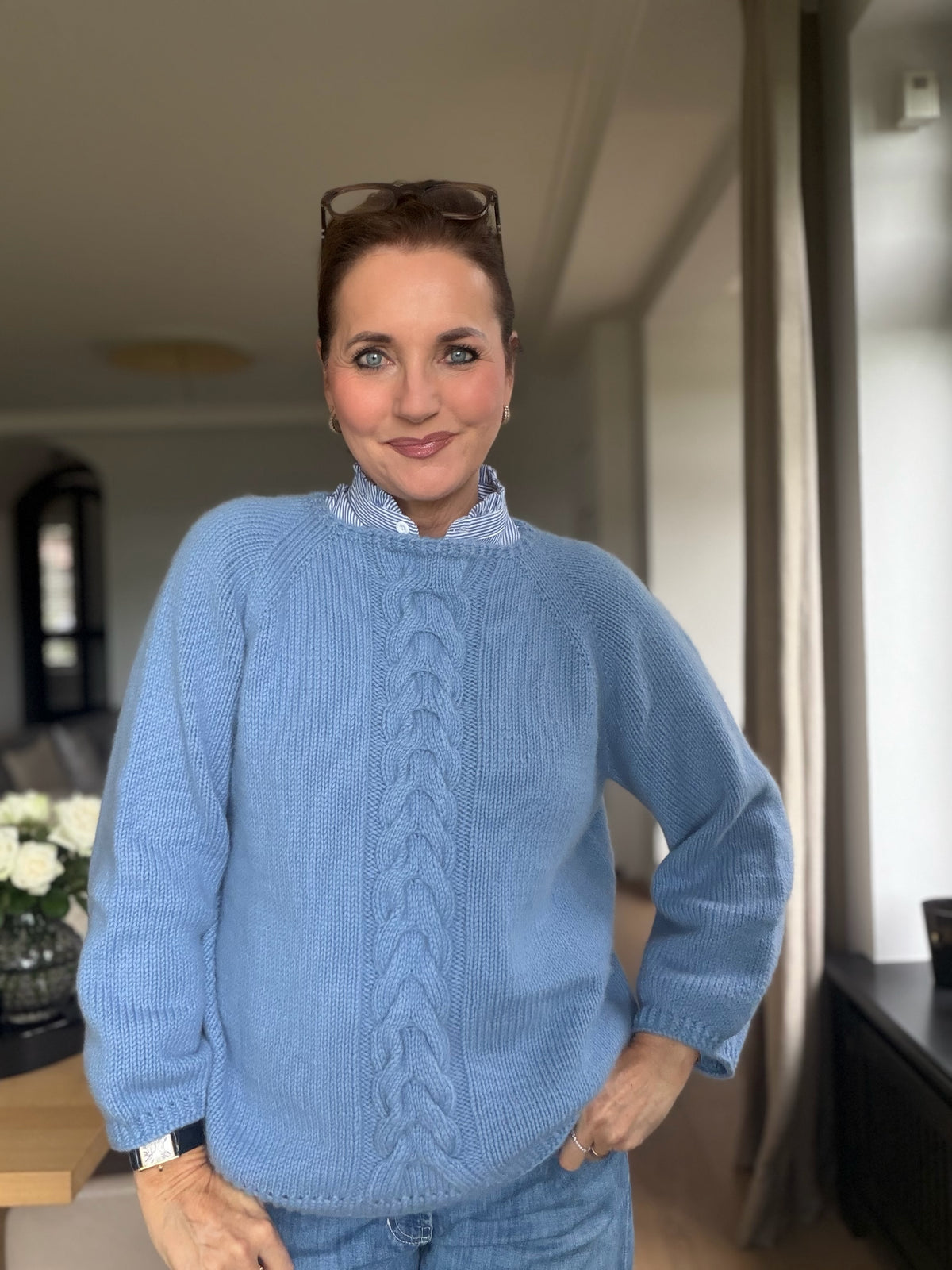 Cashmere ROMY Zopfpullover mit langen Ärmeln - Strickpaket mit Anleitung (deutsch, digital)