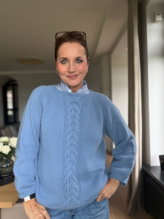 Cashmere ROMY Zopfpullover mit langen Ärmeln - Strickpaket mit Anleitung (deutsch, digital)