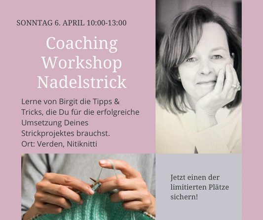 Strickcoaching mit Birgit George am 6. April von 10:00-13:00 Uhr